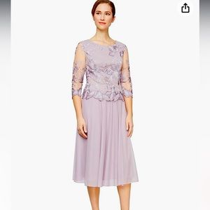 Mother of the bride or groom embroidered tea-length mock dress